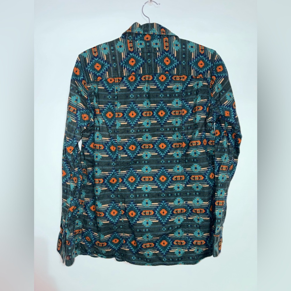 Duluth trading co Aztec Printed Flannel Shirt green & Orange size XS cotton - Picture 4 of 6